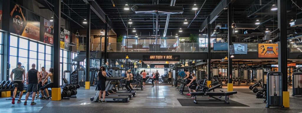 a vibrant gym interior showcases a diverse group of individuals engaged in various fitness activities, including strength training, stretching, and agility drills, all surrounded by motivational posters and modern workout equipment, embodying the spirit of a comprehensive fitness journey.