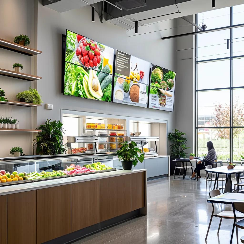 a brightly lit modern office in stamford showcases a nutrition coach engaged in a dynamic presentation, surrounded by vibrant food displays and informative meal plans, emphasizing a fresh approach to achieving personal health goals.