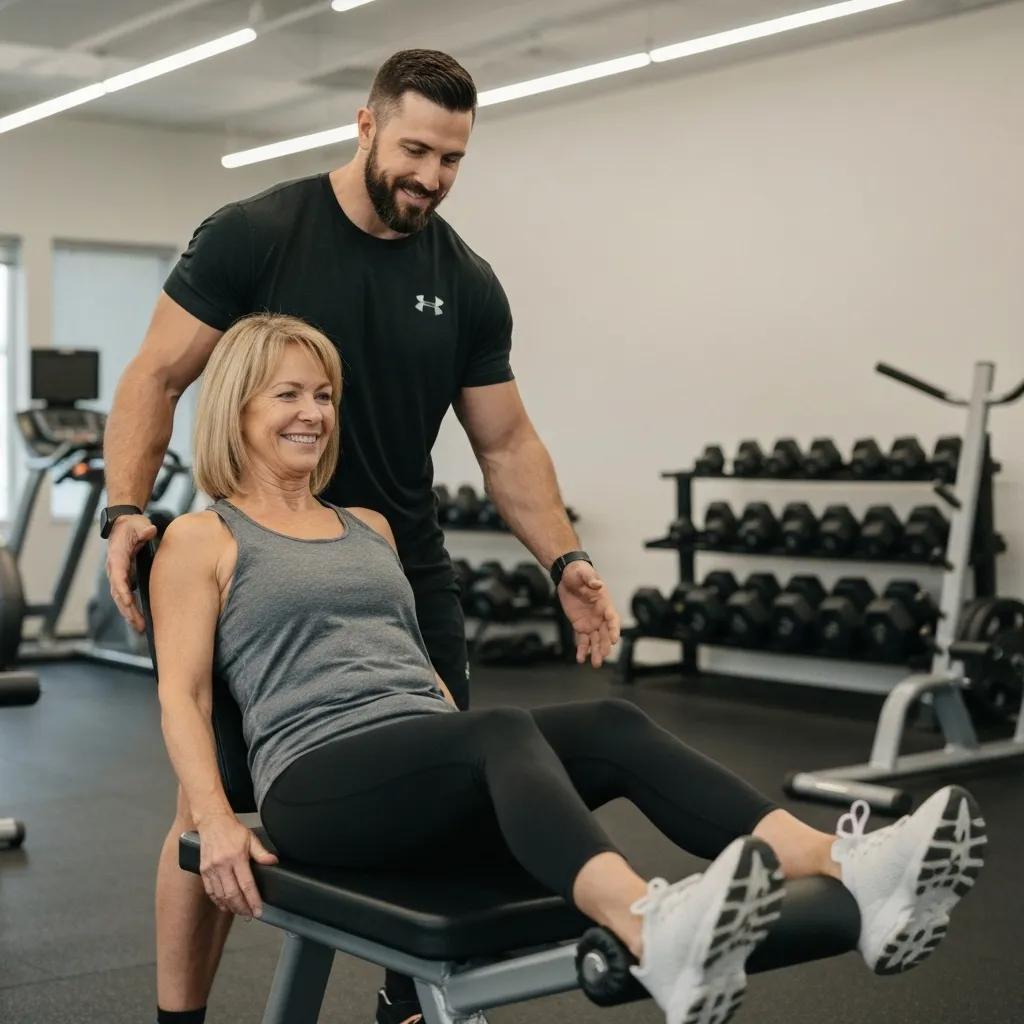 One-on-one personal training session in Auburn focusing on a client with specific health needs