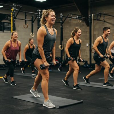 Small group workout class in Auburn showcasing participants engaged in fitness activities with a certified coach
